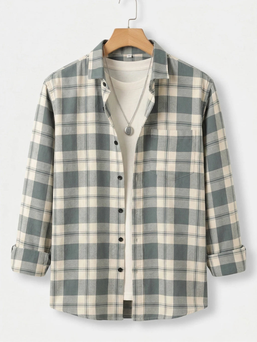 Sage & White Checked Shirt