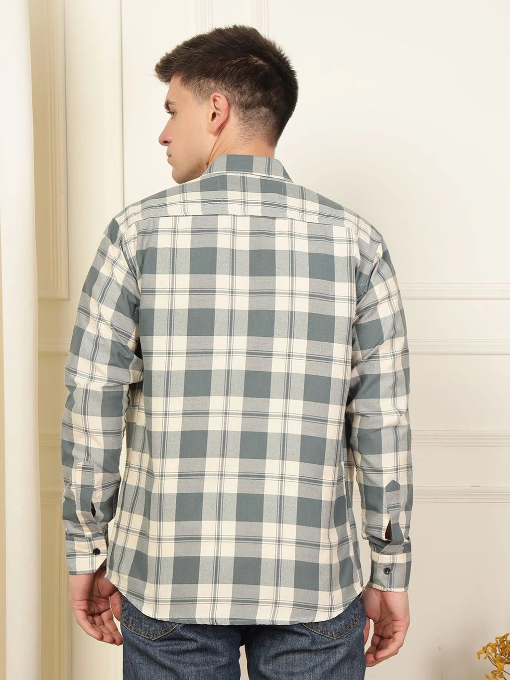 Sage & White Checked Shirt